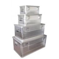 maquinas-online.es Juego de 4 cajas de aluminio: 25/ 45 / 90 / 140 litros en 4 tamaños: 520/570/775/890 mm de largo